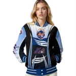 custom new york mets mesh effect blue black varsity jacket best selling