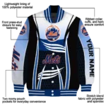 custom new york mets mesh effect blue black varsity jacket best selling