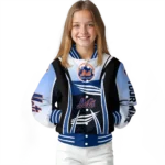 custom new york mets mesh effect blue black varsity jacket best selling