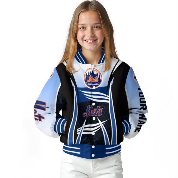 custom new york mets mesh effect blue black varsity jacket top rated