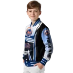 custom new york mets mesh effect blue black varsity jacket best selling
