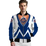 custom new york mets v stripes blue white bomber jacket best selling