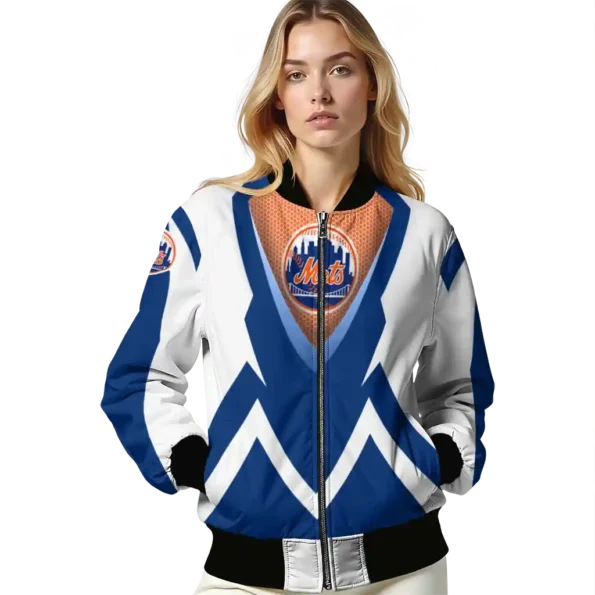 custom new york mets v stripes blue white bomber jacket latest model