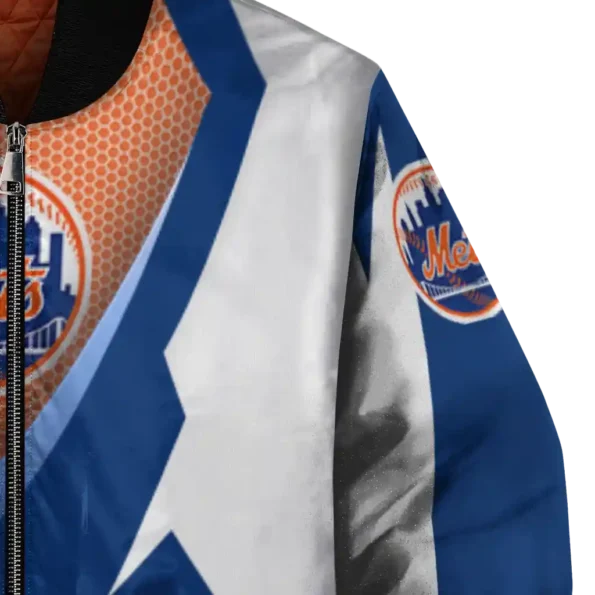 custom new york mets v stripes blue white bomber jacket premium grade
