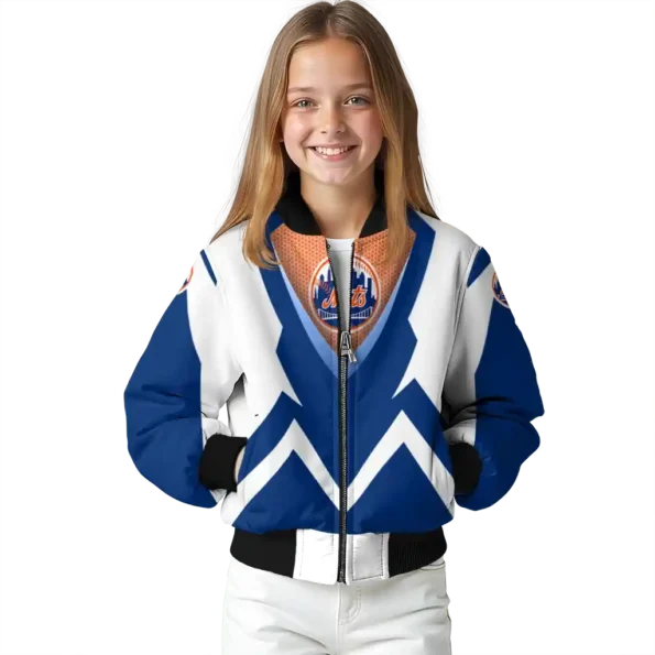 custom new york mets v stripes blue white bomber jacket top rated