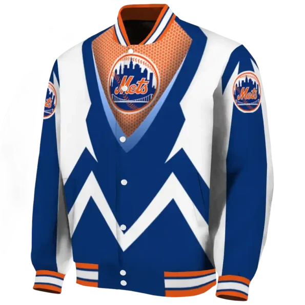 custom new york mets v stripes blue white varsity jacket best selling