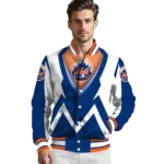 custom new york mets v stripes blue white varsity jacket best selling