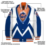 custom new york mets v stripes blue white varsity jacket best selling