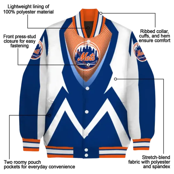 custom new york mets v stripes blue white varsity jacket new arrival