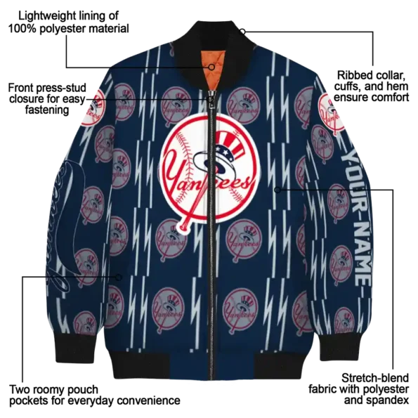 custom new york yankees bolt stripe navy bomber jacket new arrival