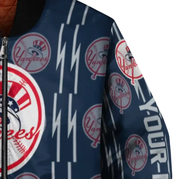 custom new york yankees bolt stripe navy bomber jacket premium grade