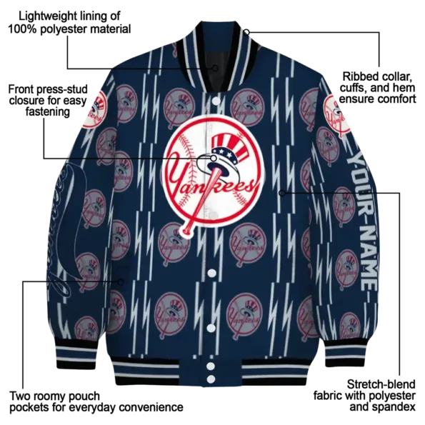 custom new york yankees bolt stripe navy varsity jacket new arrival