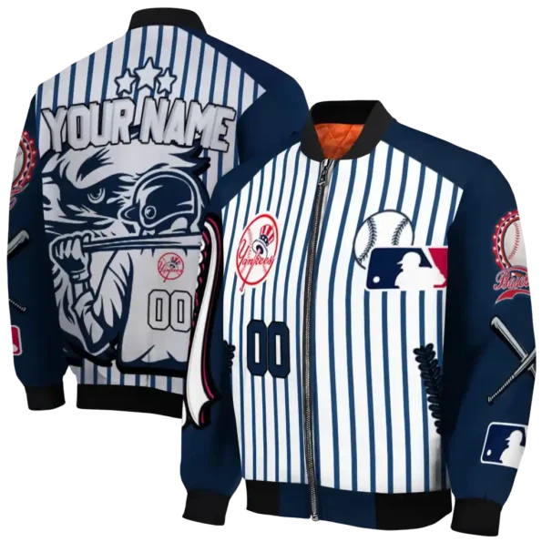 custom new york yankees eagle baseball navy white bomber jacket fashion forward