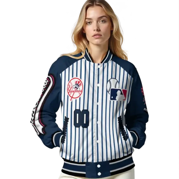 custom new york yankees eagle baseball navy white varsity jacket latest model