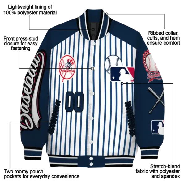 custom new york yankees eagle baseball navy white varsity jacket new arrival