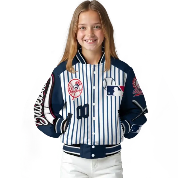 custom new york yankees eagle baseball navy white varsity jacket top rated