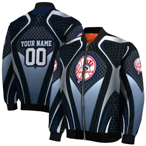 custom new york yankees mesh chest black bomber jacket fashion forward