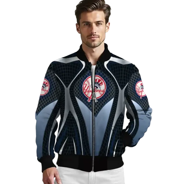 custom new york yankees mesh chest black bomber jacket high quality