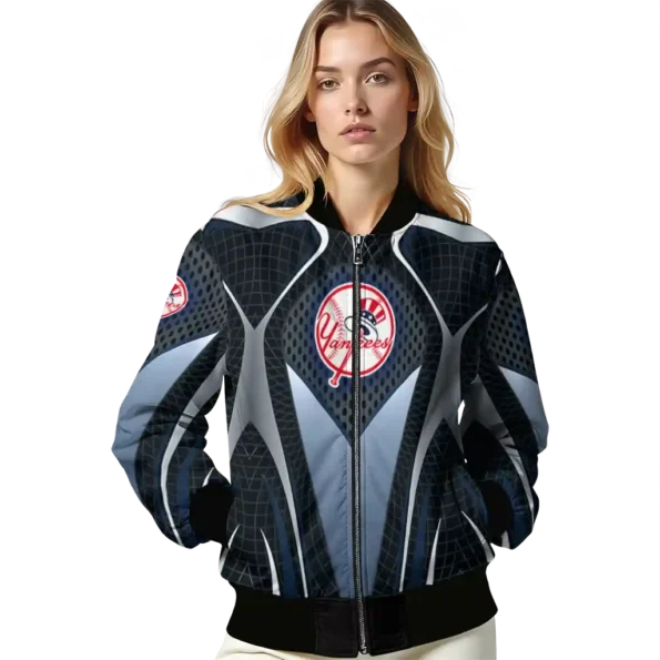 custom new york yankees mesh chest black bomber jacket latest model