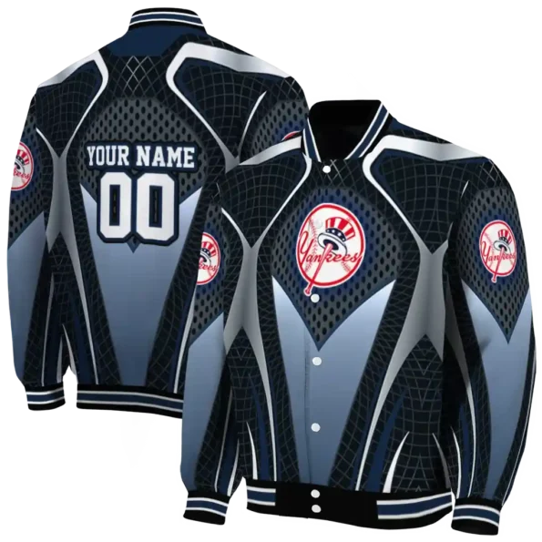 custom new york yankees mesh chest black varsity jacket fashion forward