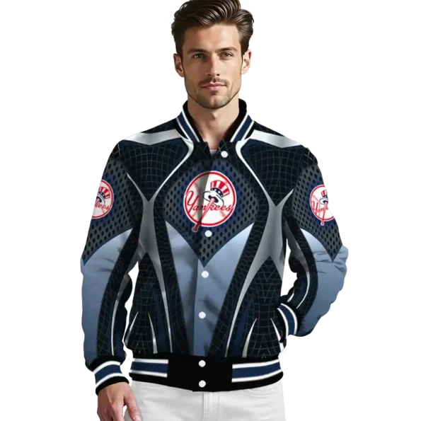 custom new york yankees mesh chest black varsity jacket high quality