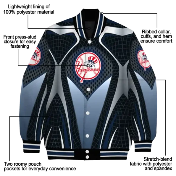 custom new york yankees mesh chest black varsity jacket new arrival