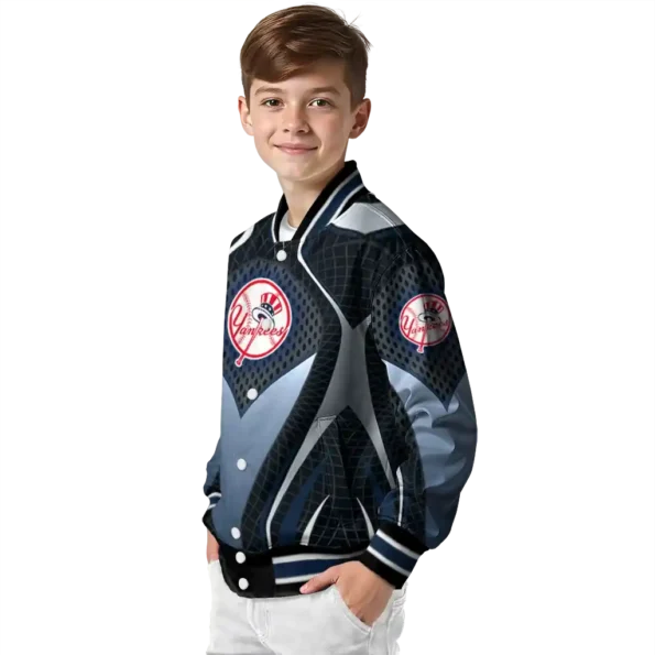 custom new york yankees mesh chest black varsity jacket trendy