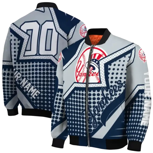 custom new york yankees star burst navy bomber jacket fashion forward