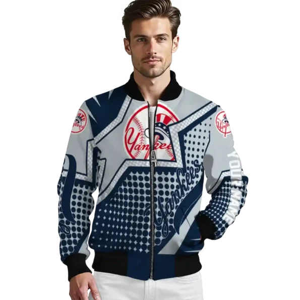 custom new york yankees star burst navy bomber jacket high quality