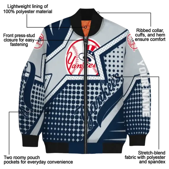 custom new york yankees star burst navy bomber jacket new arrival