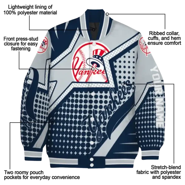 custom new york yankees star burst navy varsity jacket new arrival
