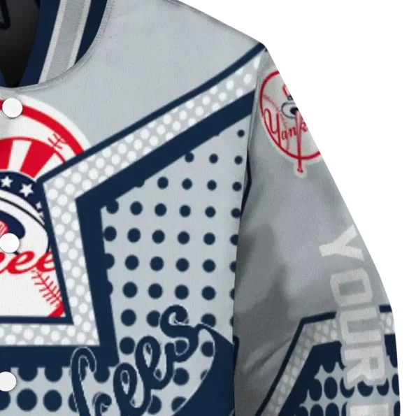 custom new york yankees star burst navy varsity jacket premium grade