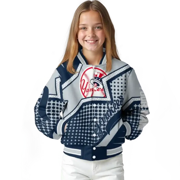 custom new york yankees star burst navy varsity jacket top rated