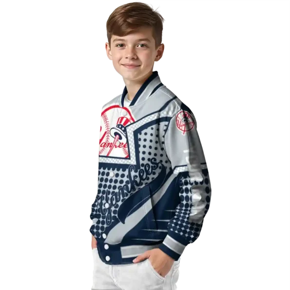 custom new york yankees star burst navy varsity jacket trendy
