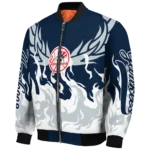 custom new york yankees winged blaze navy white bomber jacket best selling