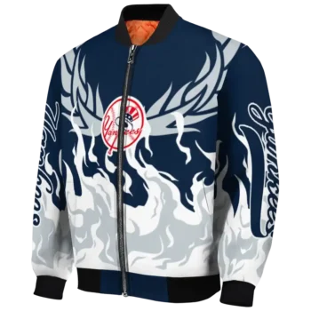 custom new york yankees winged blaze navy white bomber jacket best selling
