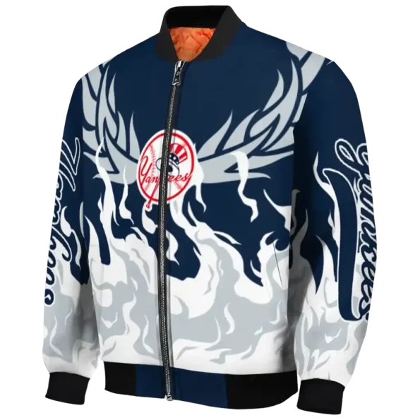 custom new york yankees winged blaze navy white bomber jacket best selling