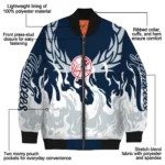 custom new york yankees winged blaze navy white bomber jacket best selling