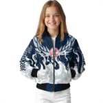 custom new york yankees winged blaze navy white bomber jacket best selling