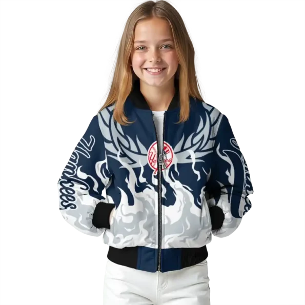 custom new york yankees winged blaze navy white bomber jacket top rated