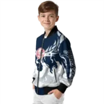 custom new york yankees winged blaze navy white bomber jacket best selling