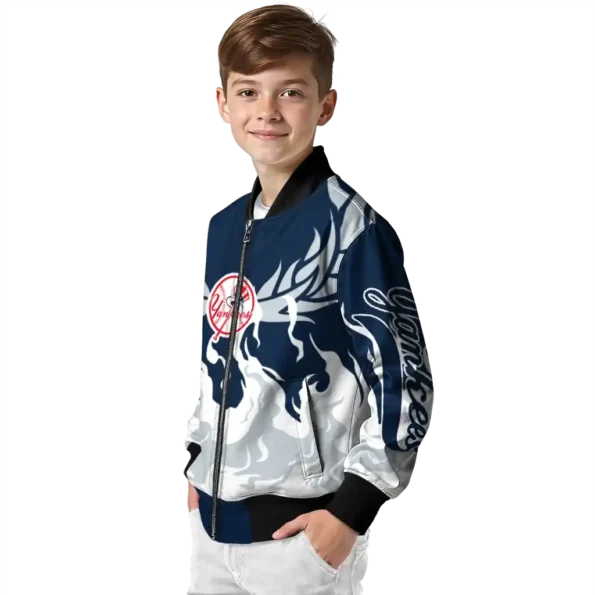custom new york yankees winged blaze navy white bomber jacket trendy