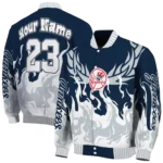 custom new york yankees winged blaze navy white varsity jacket best selling