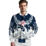 custom new york yankees winged blaze navy white varsity jacket best selling