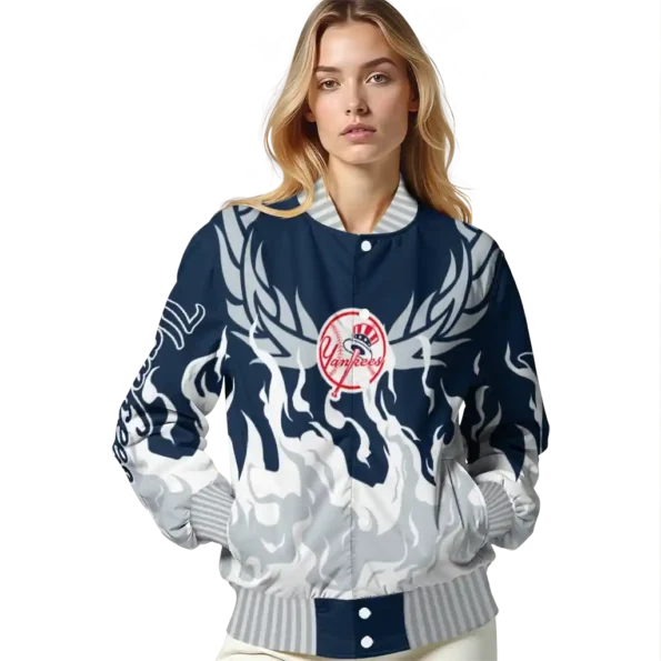 custom new york yankees winged blaze navy white varsity jacket latest model