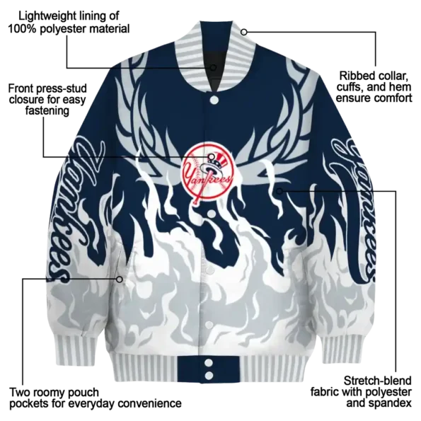 custom new york yankees winged blaze navy white varsity jacket new arrival