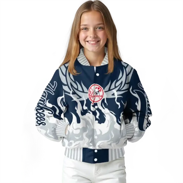 custom new york yankees winged blaze navy white varsity jacket top rated