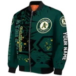 custom oakland athletics hexagon cluster green black bomber jacket best selling