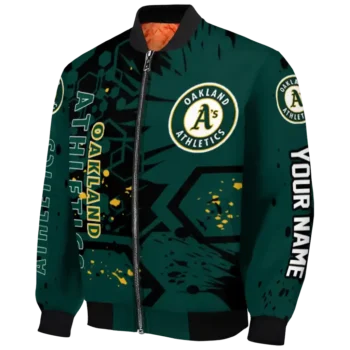 custom oakland athletics hexagon cluster green black bomber jacket best selling