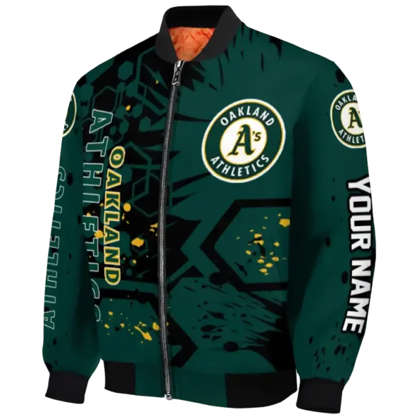 custom oakland athletics hexagon cluster green black bomber jacket best selling